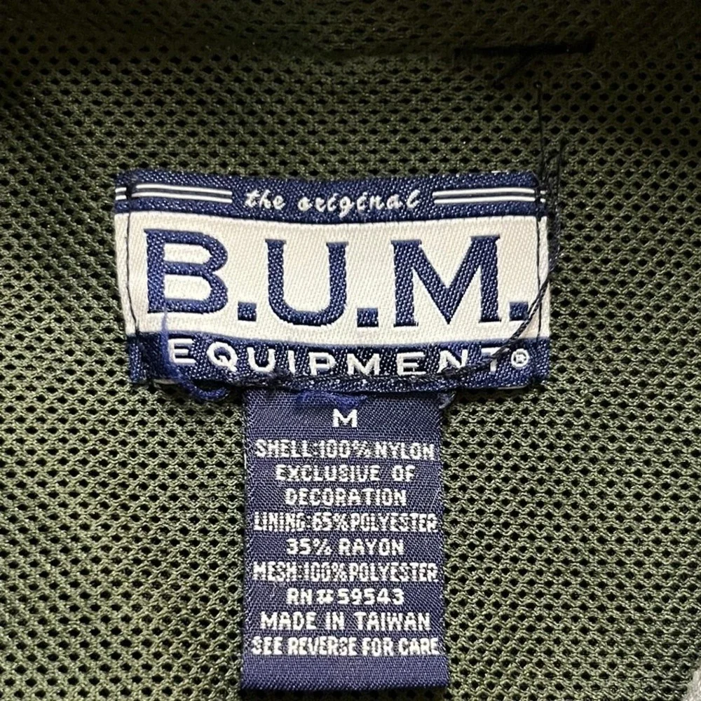 B.U.M. Equipment Vintage Mens Utility Vest Green Black Nylon Mesh Lined Medium